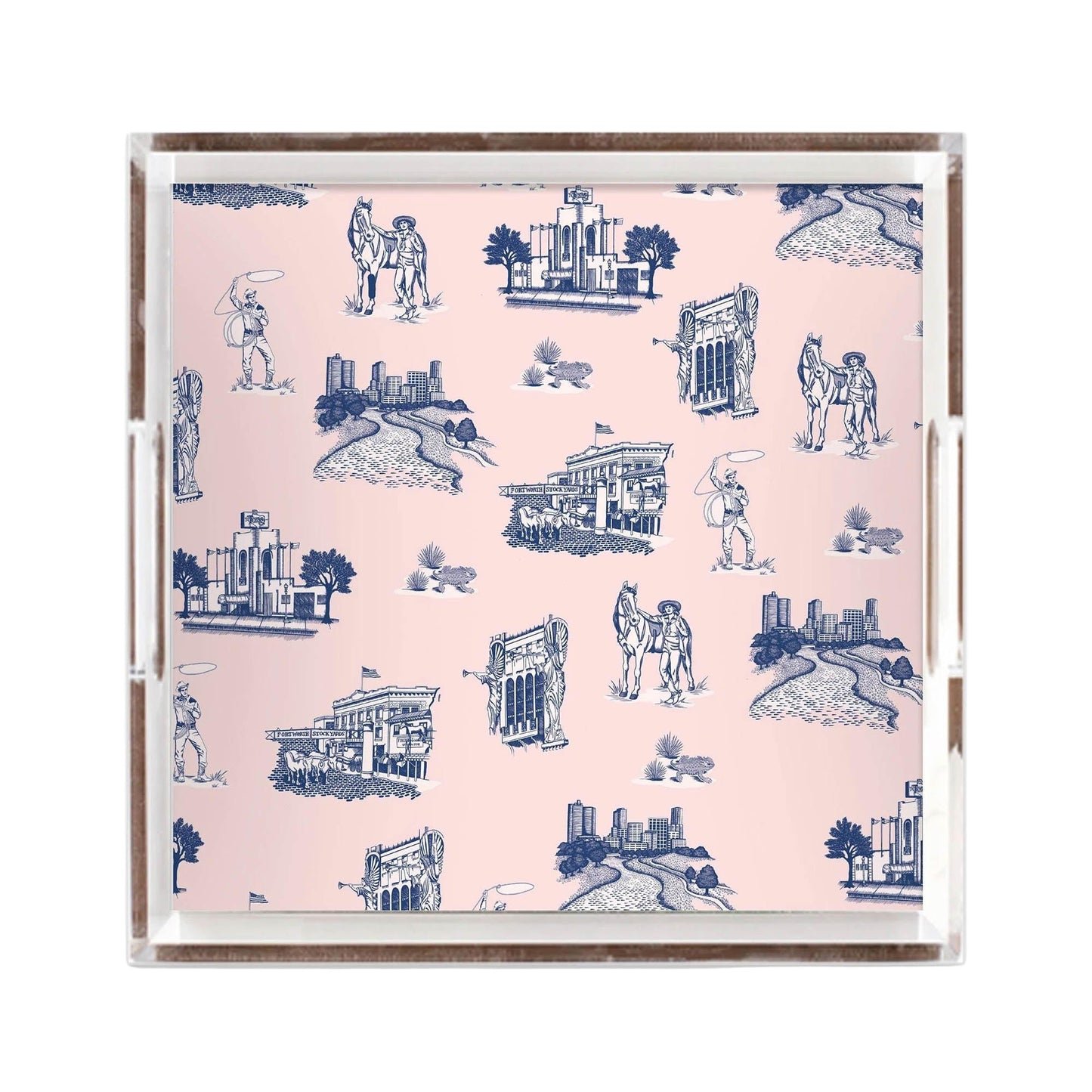 Fort Worth Toile Lucite Tray - Light Pink
