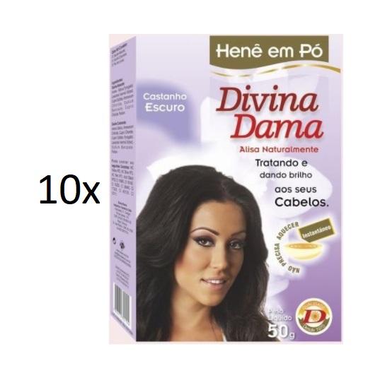 Lot of 10 Henê Dark Brown Brunette Powder Henna Straightening 50g - Divina Dama