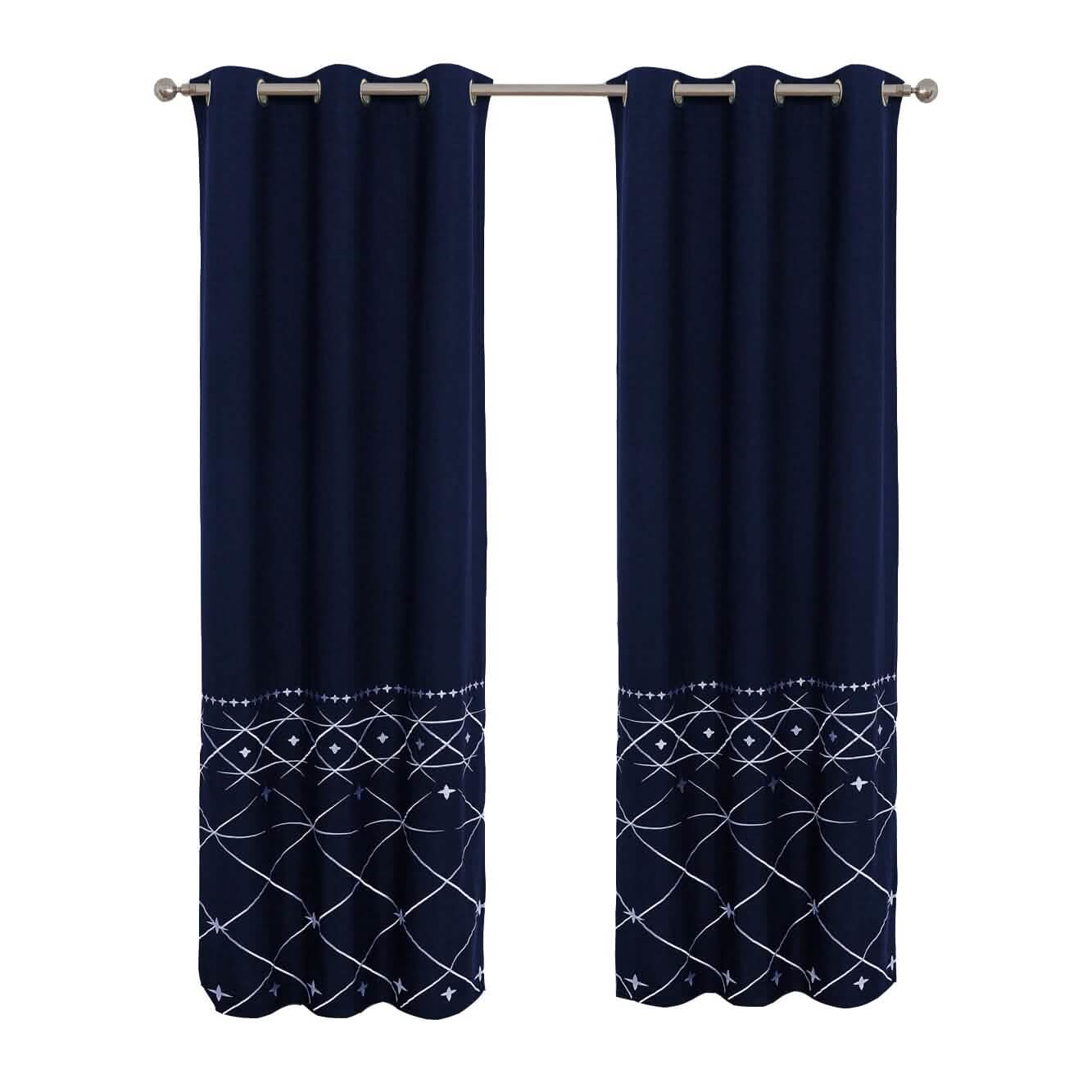 2-Piece Set: Global Indigo Embroidered Window Panel Pair