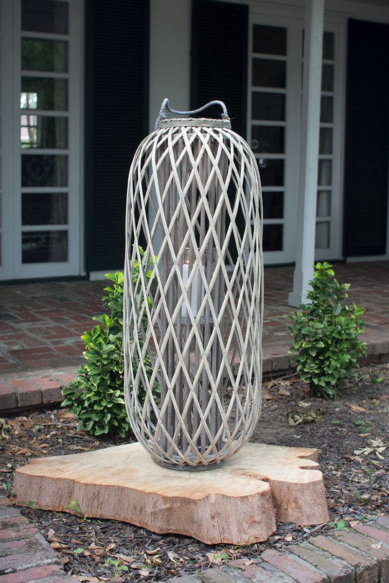 Grey Willow Lantern with Glass XLarge 12043406