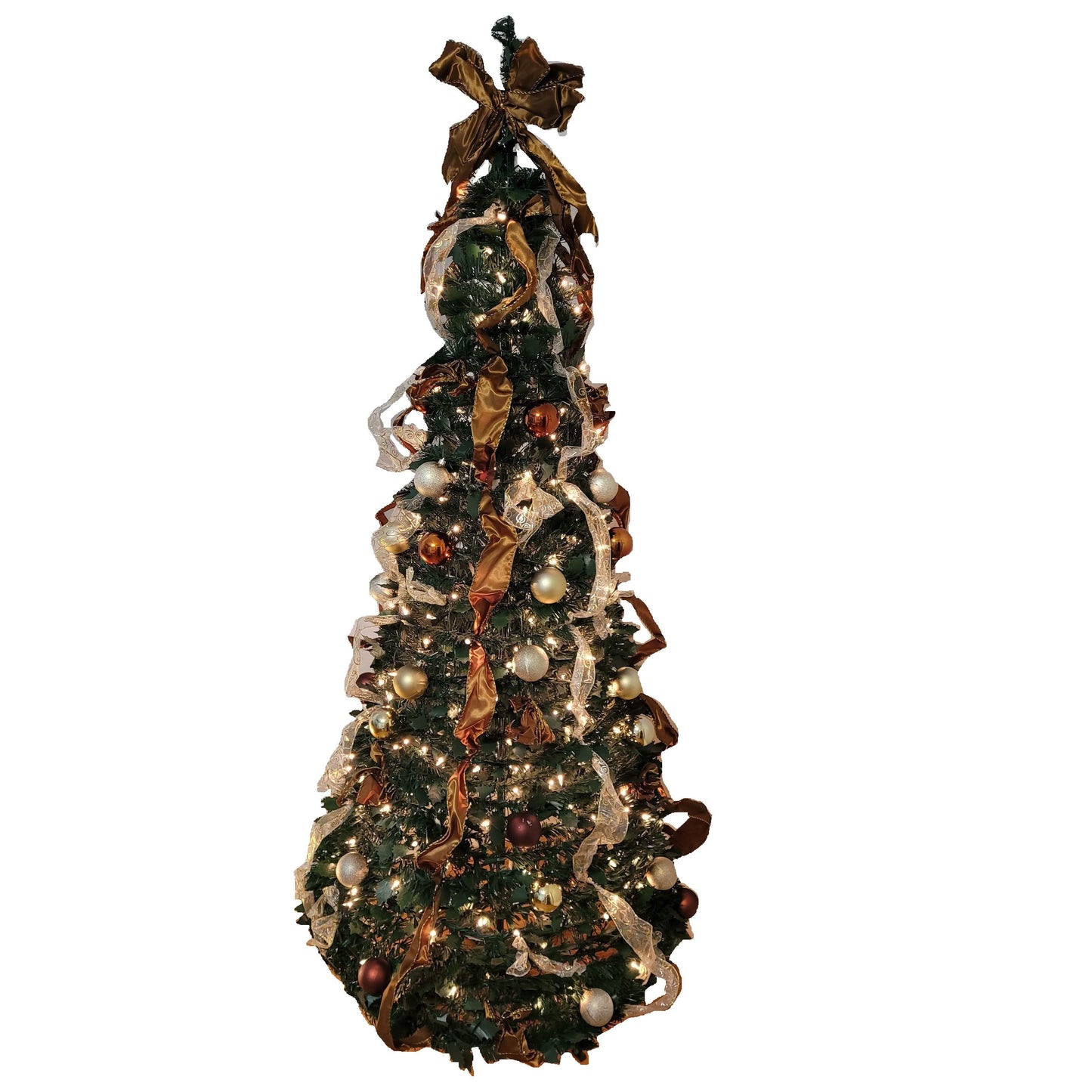 Let It Snow Holiday Collection Pop-Up Tree with Clear Lights - Assorted Styles Lighting & Decor 6 foot Bronze/Gold - DailySale