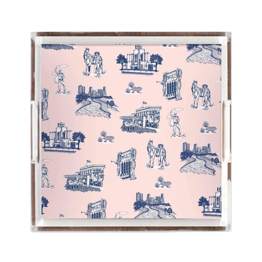 Fort Worth Toile Lucite Tray - Light Pink