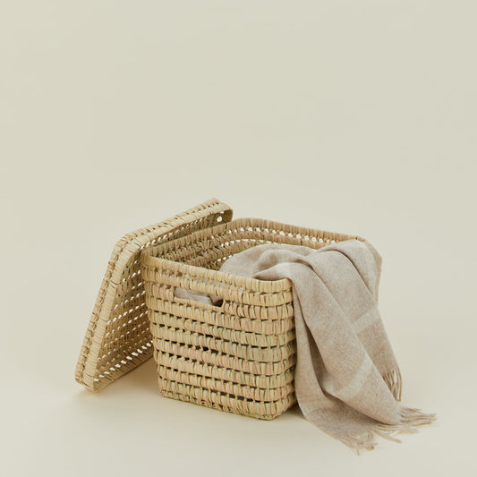 Open Weave Lidded Basket