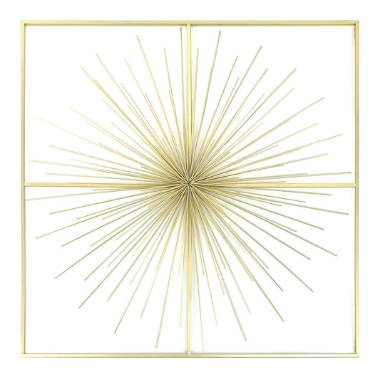 LARGE DECORATIVE METAL BURST IN GOLD - SIZE: 30" x 30"