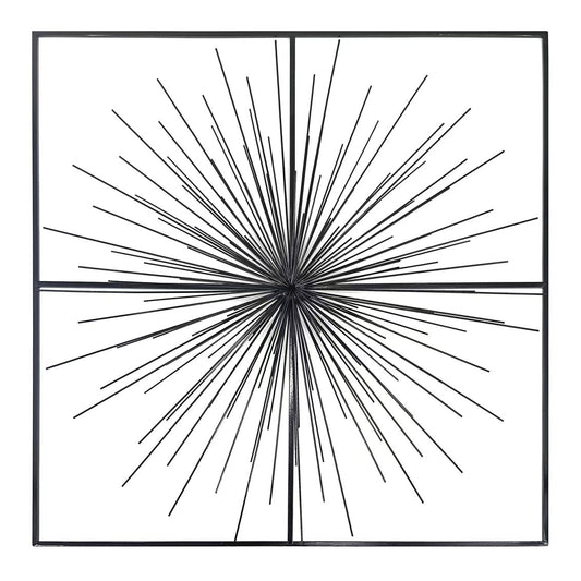 LARGE DECORATIVE METAL BURST IN BLACK - SIZE: 30" x 30""