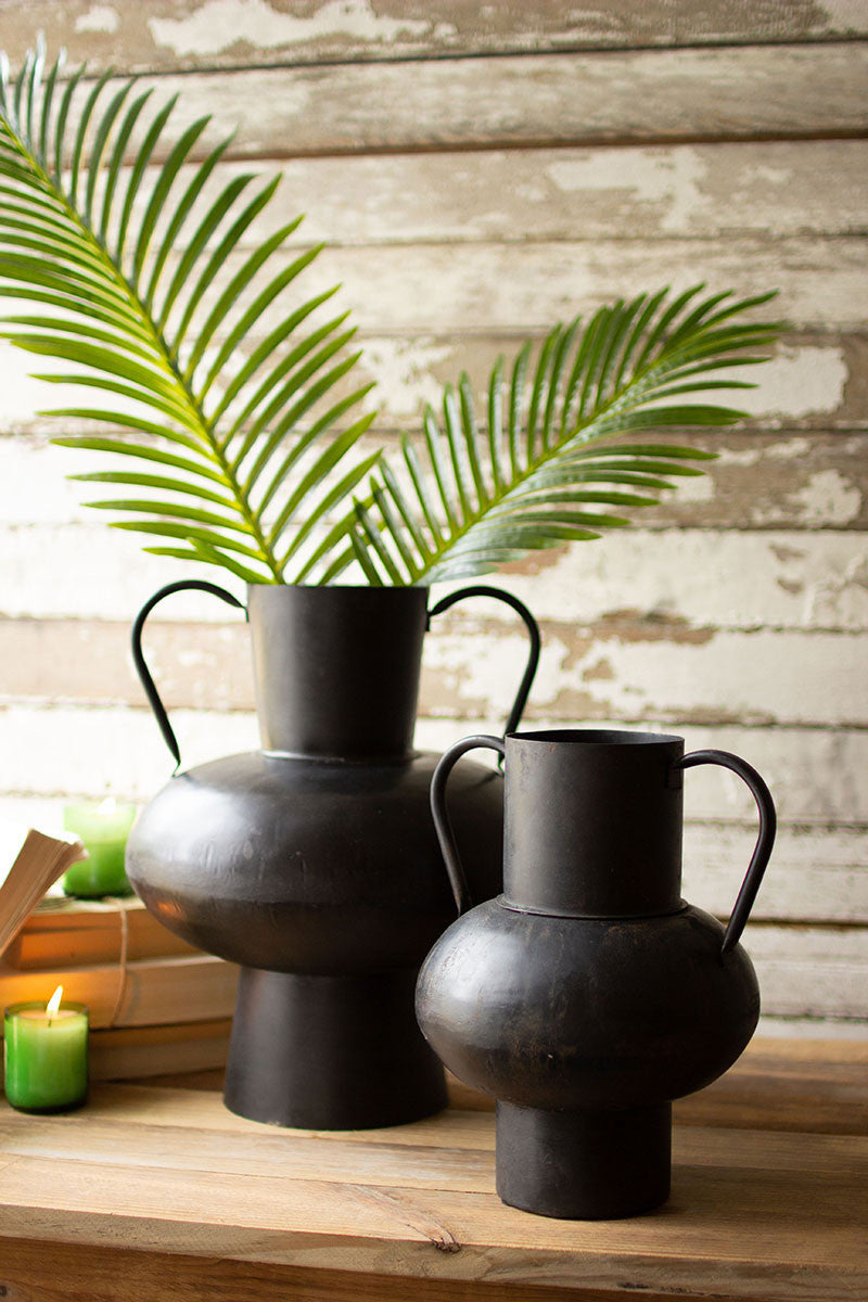 Black Waxed Metal Urn