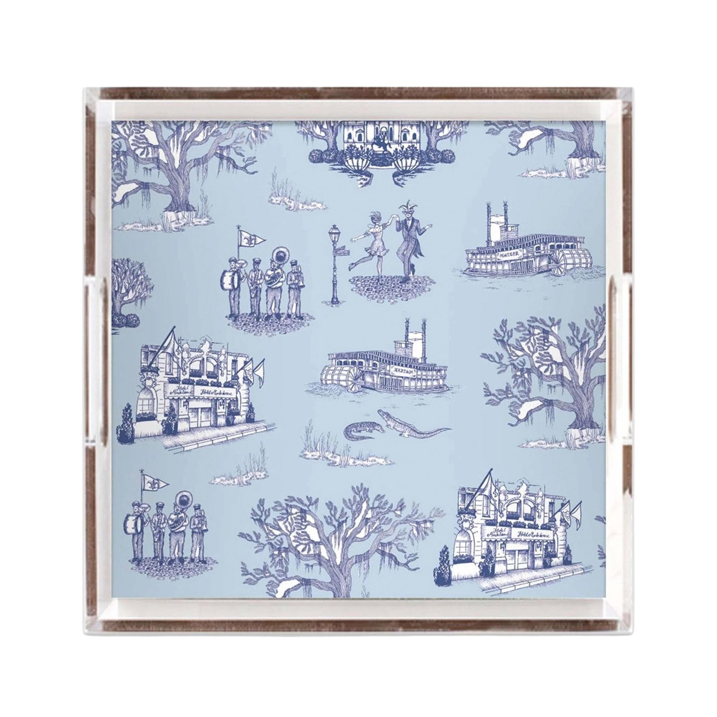 New Orleans Toile Lucite Tray - Blue/Navy
