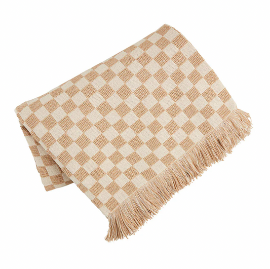 Checkered Tassel Throw Blanket