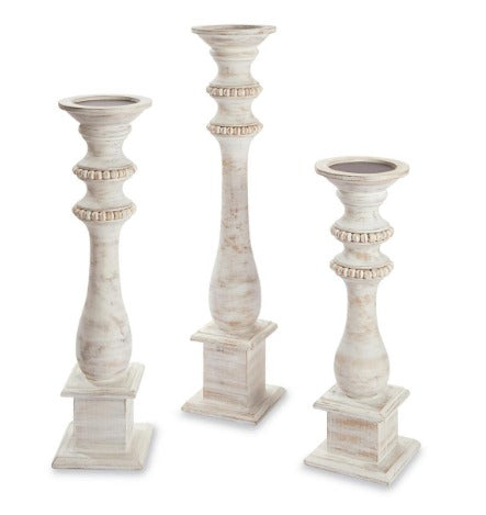 Mud Pie Beaded Wood Candlestick