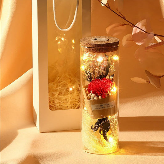 Artificial Carnation Glass Led Light String Mother's Day Gift for Women