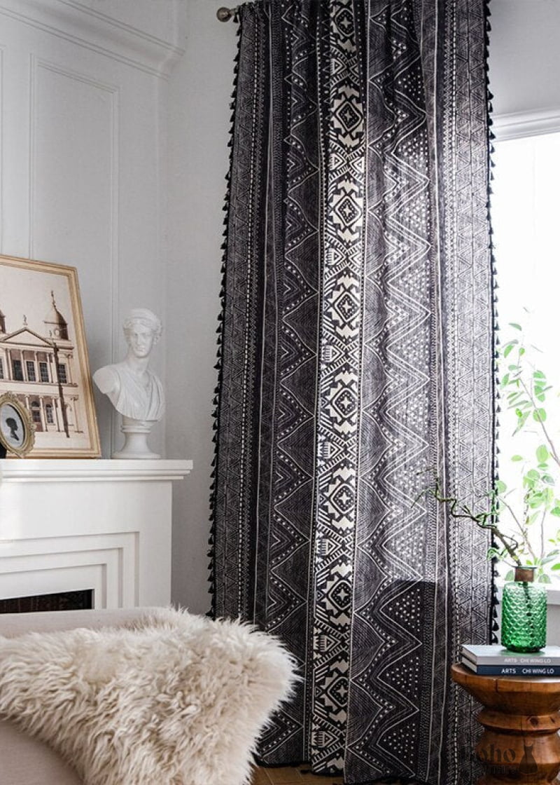 Black Lace Curtains - W150XH160 / TAPE FOR HOOKS - Decor