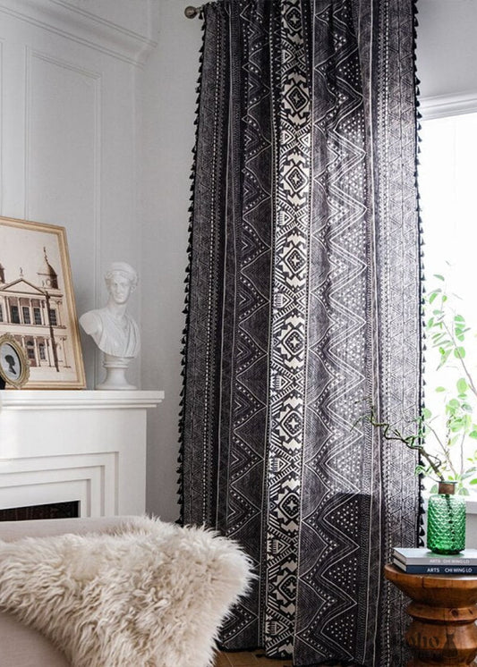 Black Lace Curtains - W150XH160 / TAPE FOR HOOKS - Decor