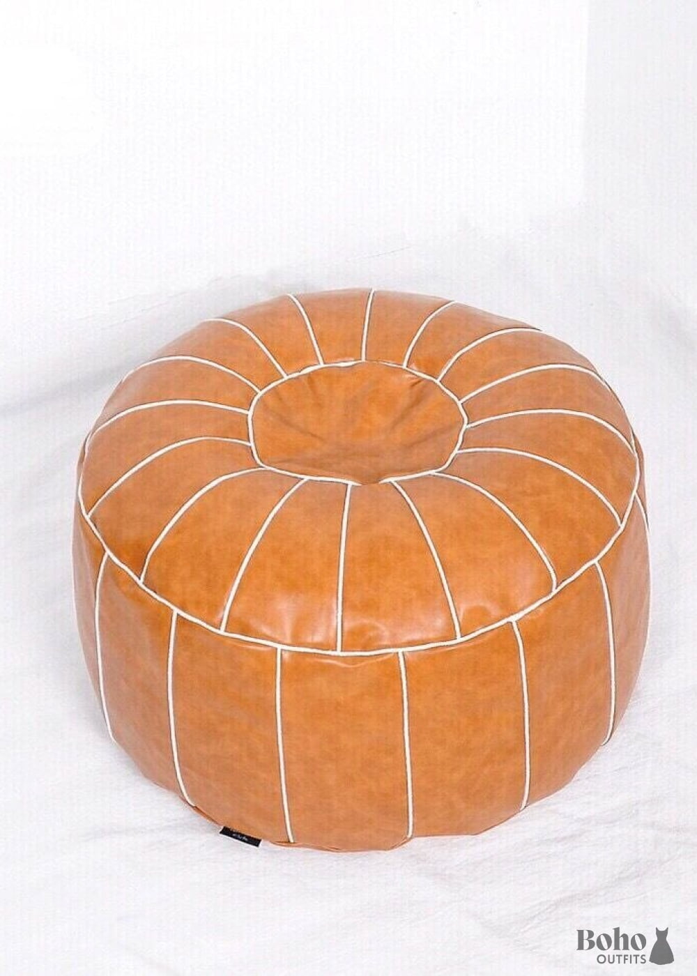 Boho Orange Leather Ottoman COver - 55x30cm - Decor