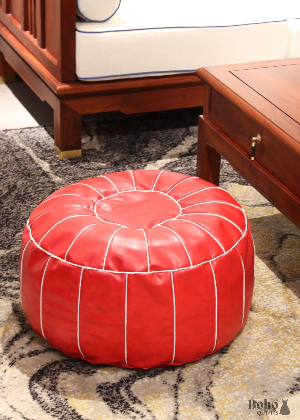 Boho Red Ottoman - 55x30cm - Decor