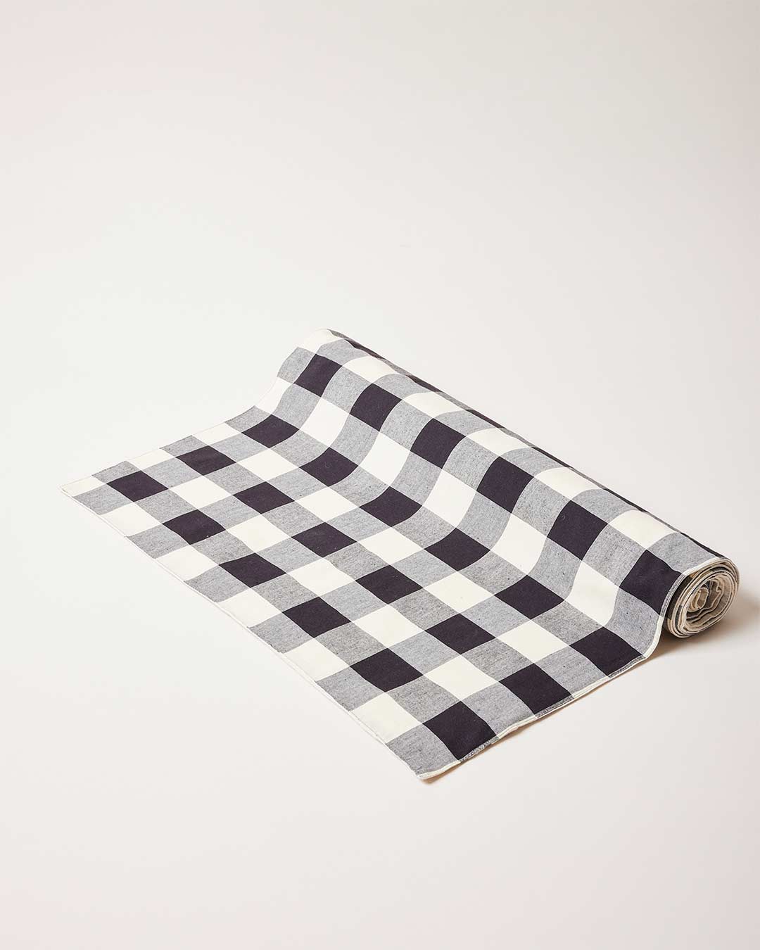 Farmhouse Pottery Farmers gingham runner black.