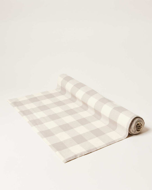 Farmhouse Pottery farmers gingham runner grey.