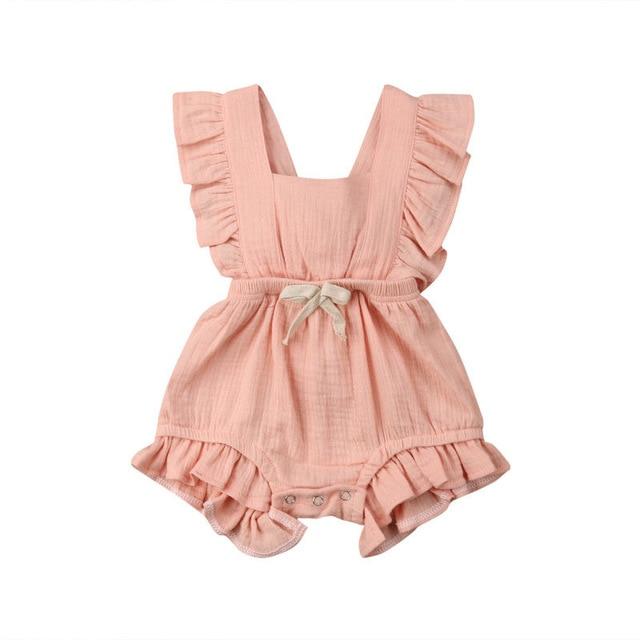 Girl's Clothing Pink / 24M / China Baby Girls Ruffle Solid Color Bodysuit