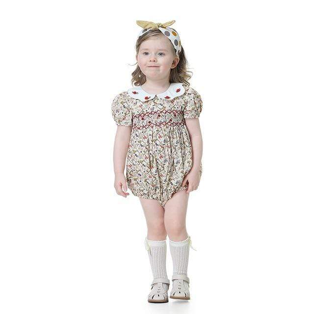 Girl's Clothing B Dress and Hairpin / 4T Baby Smock Floral Romper