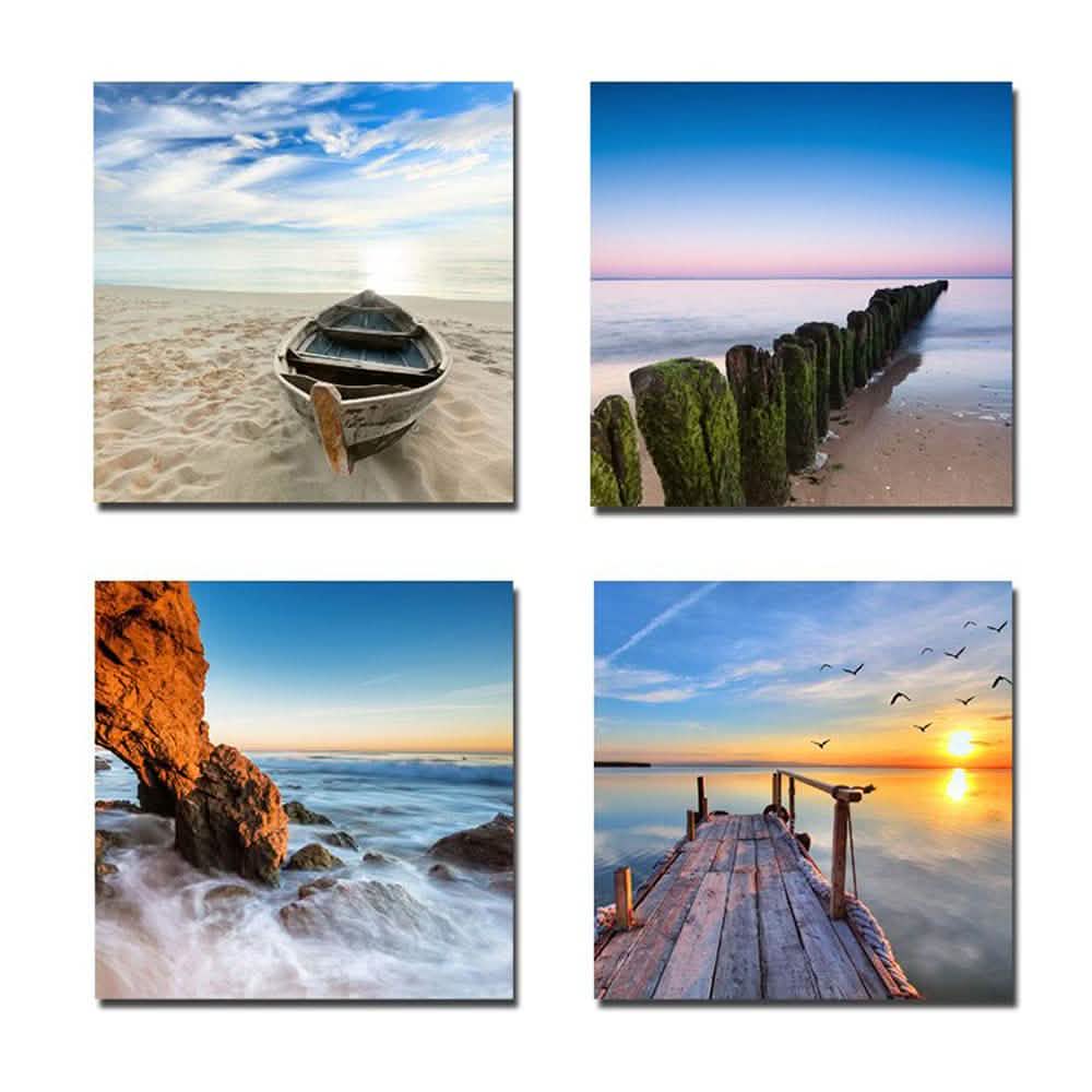 Multi-Panel Modern Abstract Paintings on Canvas Stretched on Wood Lighting & Decor Seaview - DailySale